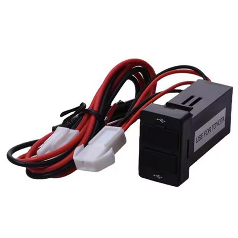 Toyota Dual USB Car Charger with Wiring & Blue Light (3.1A, 32x20mm)