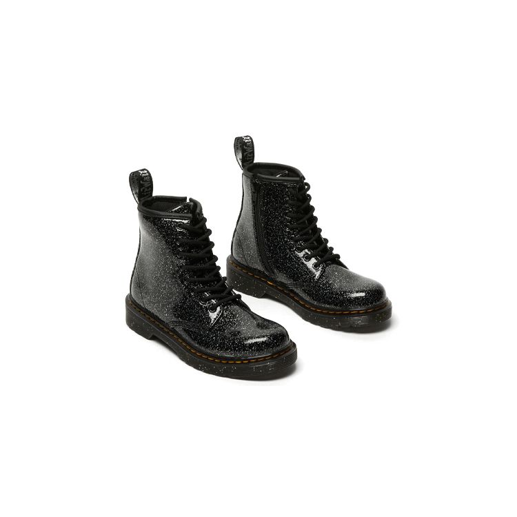 Dr. Martens Stivali Junior 1460 Paillettes Suola Lucida alla Moda Casual con Zip Stivali per Bambini Nero 27050001