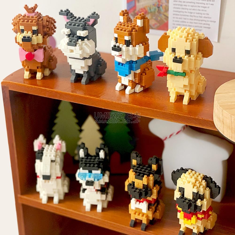 SeaRain Dog Building Blocks, 8-Piece Set: Mini Dog Building Blocks, Animal Building Blocks for Kids and Adults, DIY, Gift, Assembly, Present