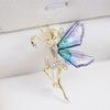Korean Style Women Crystal Brooches Angel Wings Brooch Dancing Girl Lapel Pins Coat Corsage
