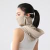 Chapeau d'été Visage Pare-soleil Anti-UV Chapeau Intégré Écharpe Respirante en Soie Glacée Protection Solaire Visage Cou Conduite Vélo Serviette Visage