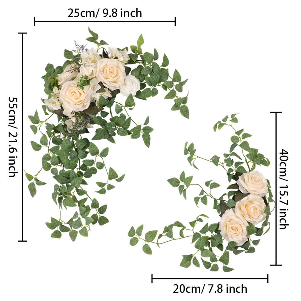 2Pcs Wedding Arch Flowers Welcome Signs Floral Swags Crafting Corner Row Backdrop Decor Garland Ornament for Party Entryway