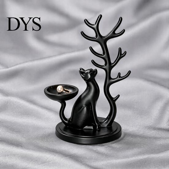 Bedroom Dresser Decor Cute Cat Tree Branch Jewelry Organizer, 3D Printed Earring Bracelet Hair Decorative Trinket Tray Tie Storage Holder, Display