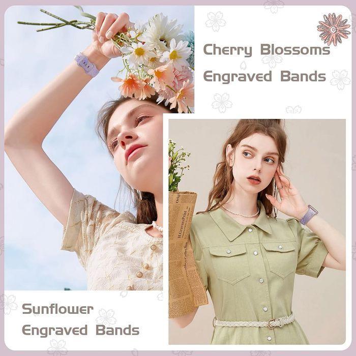Bracelet for Apple Watch Series 11 10 9 8 SE 7 6 5 4 3 2 1 Ultra 1/2/3, 42mm-44mm-45mm-46mm-49mm Silicone Lavender Flower Pattern