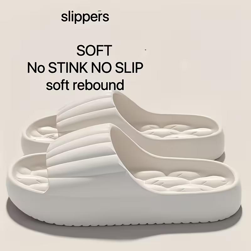 Unisex Solid Color Open-Toe Breathable Thick-Bottom Slippers, Comfortable Anti-Slip Durable Odor-Resistant EVA Slippers, Unisex Indoor Shoes