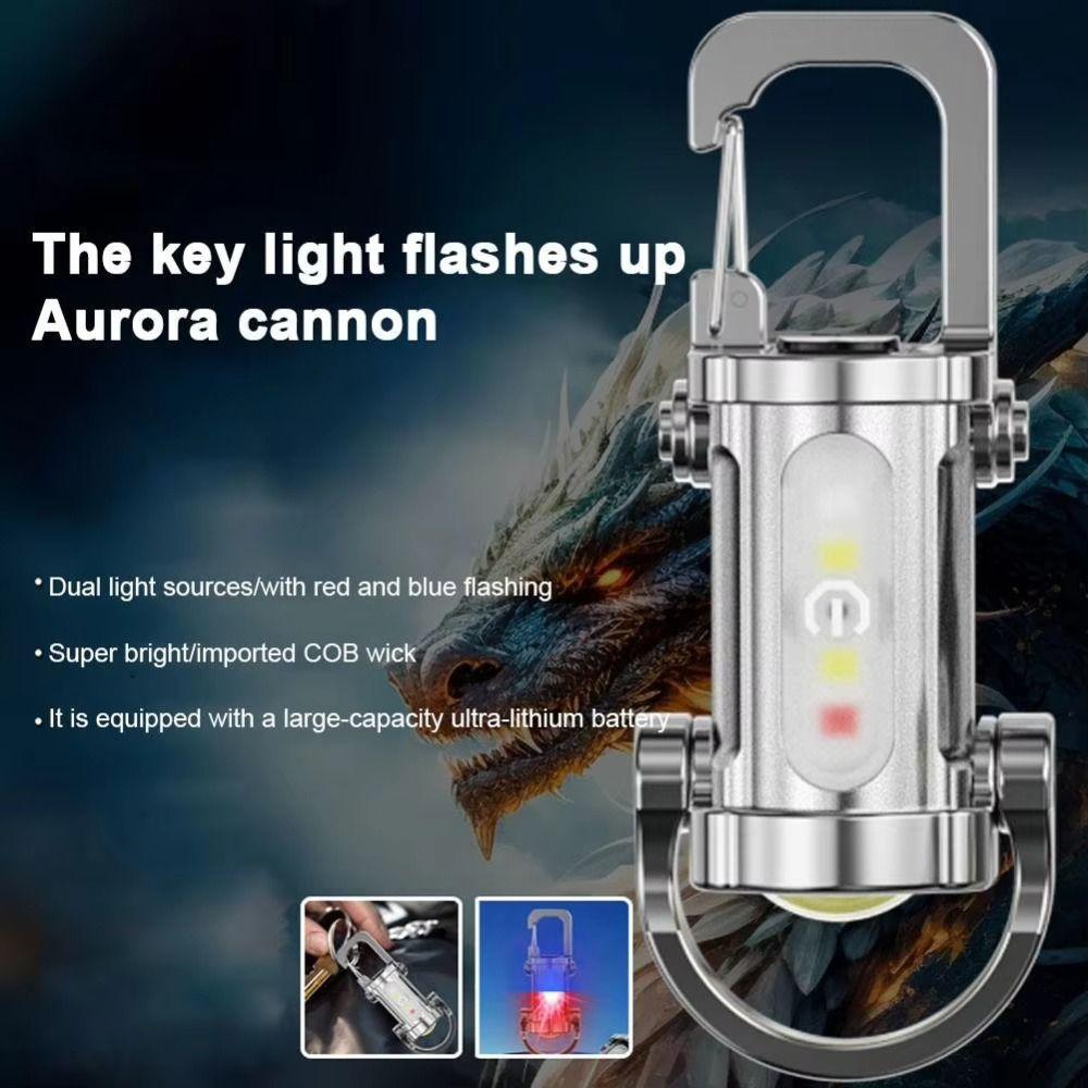 with Red&Blue Light Keychain Flashlights Mini Camping Lantern Durable Work Light  for Outdoor