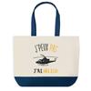 Shopping Bag - PLANETEE - Blue Bottom Shopping Bag "I Can't Helicopter" - Cotton - 40 X 45 Cm - No Closure