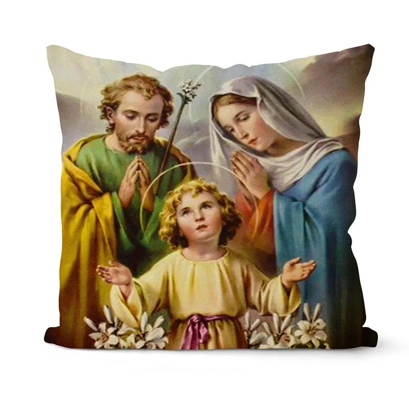 Nativity Cushions Case Retro Oil Painting Christmas Pillowcase Hot Jesus Christ Print Throw Pillows Case Sofa Chair Room Decor