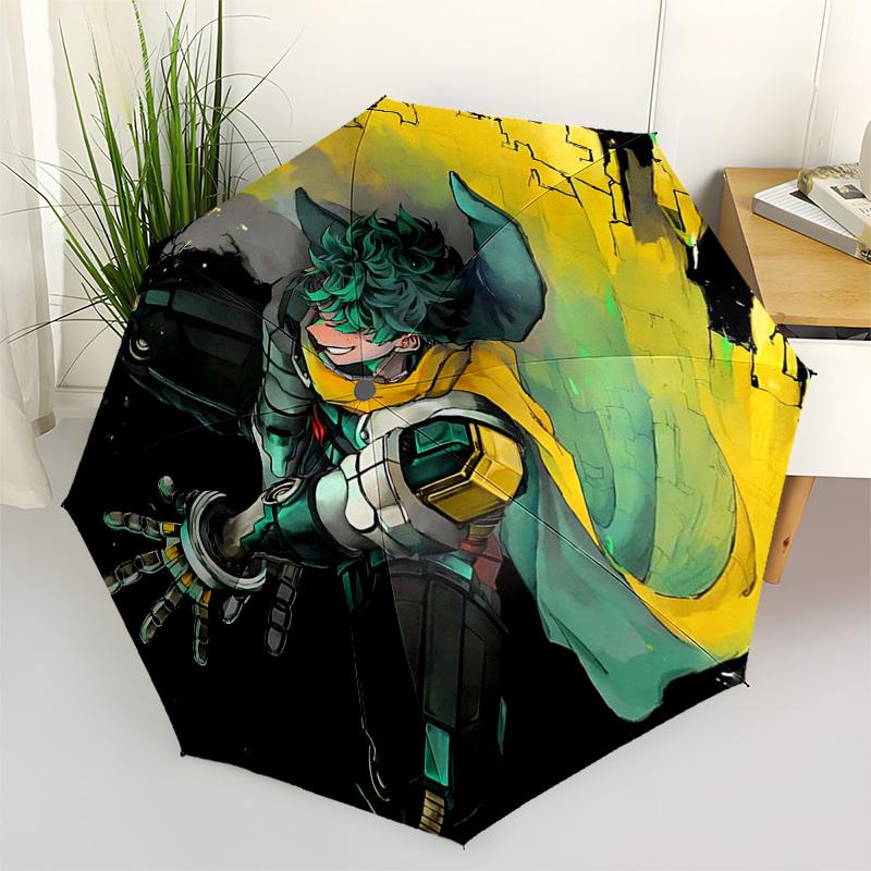 

1pc My Hero Academia Izuku Midoriya Anime Character Outdoor Umbrella - Automatic Opening/Closing - Portable Tri-Fold Design - 8-Rib Iron Frame - Perfe