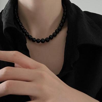 Náhrdelník choker Černá perla: Stylový, Retro, Všestranný a Elegantní Design pro Ženy