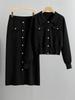European Casual Knitwear Two-Piece Set: French Style Sweater Cardigan and Skirt for Women - Autumn/Winter Collection