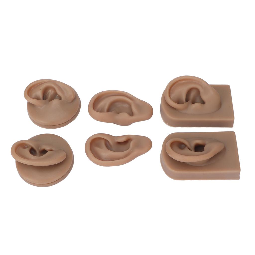 3 Pairs Silicone Ear Model Soft Flexible Simulation Human Ear Model for Piercing Practice Jewelry