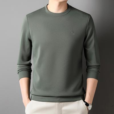 Langärmelige Herren-Sweatshirts, Rundhalsausschnitt, Herbst Neuer Stil, Lässige Herren-Unterhemden für Junge und Mittelalte, Dünne T-Shirts, Lang