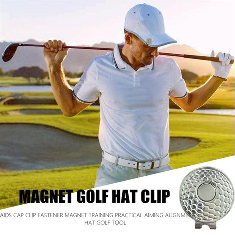 2pcs Golf Ball Marker Hat Clip Silver Durable Removable Magnetic Aiming Marker Professional Golf Training Aids Accessories
