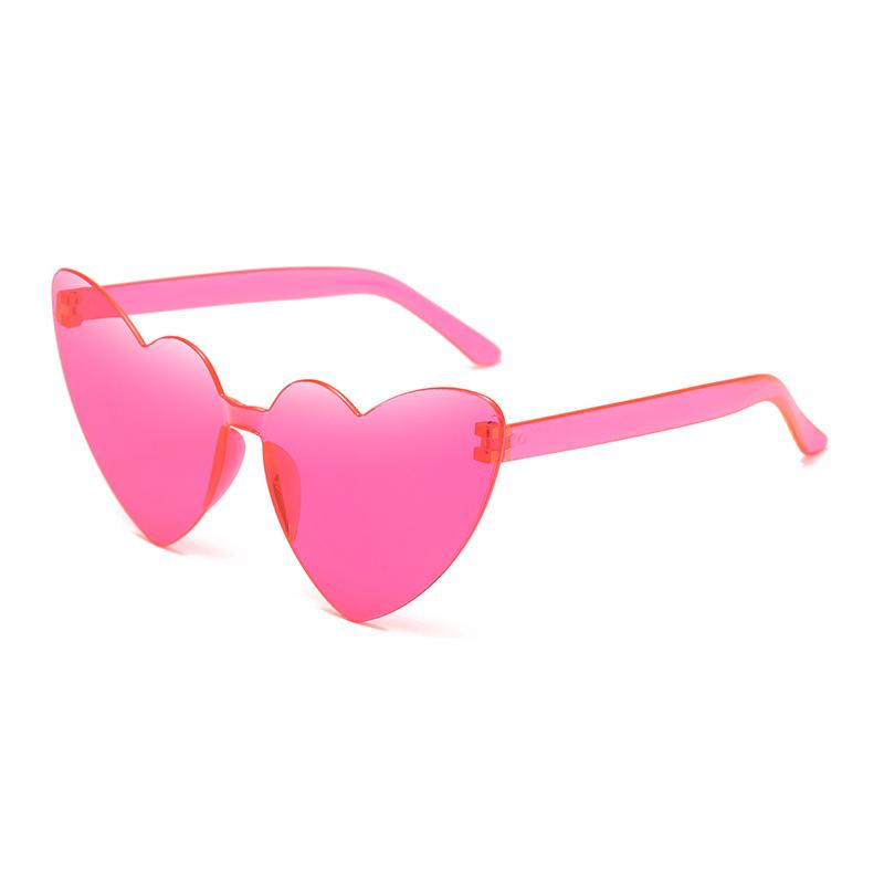 Thin peach heart sunglasses love sunglasses jelly color rimless heart type one-piece glasses candy color eyes