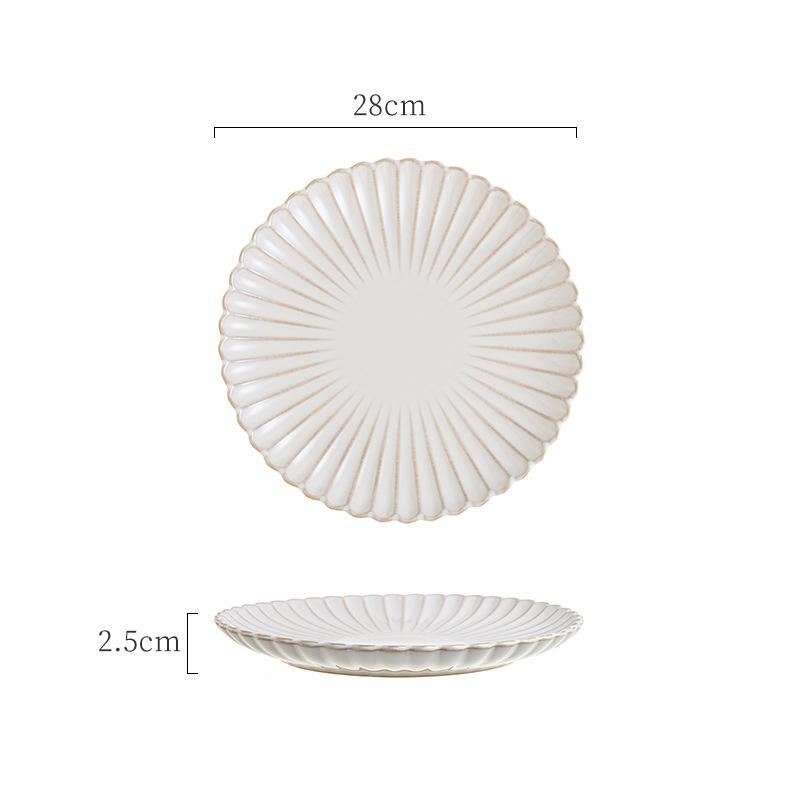 Styl nordycki Ceramiczna Talerz z wypałem typu zmaniennego Chryzantema Domowy Ceramiczny Talerz na Warzywa Talerz do Kuchni Zachodniej Talerz na Stek Okrągły Talerz