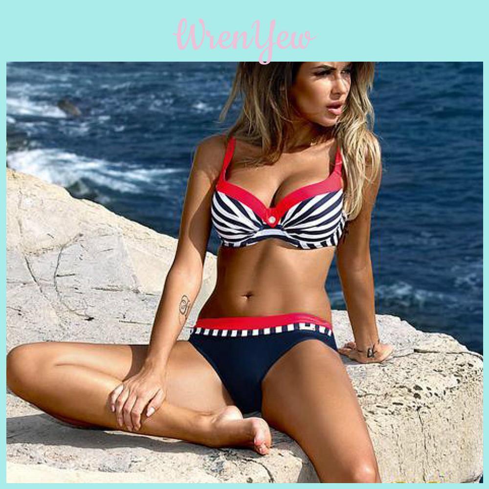 Trendy 2018 Fashion Bikinis Set For Women With Push-up Padded Design And Polka Dots