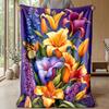 Vibrant Flower Bouquet with Butterflies Theme blanket Lightweight Warm Flannel Blanket Decorative Throw Blanket for Home Decoration