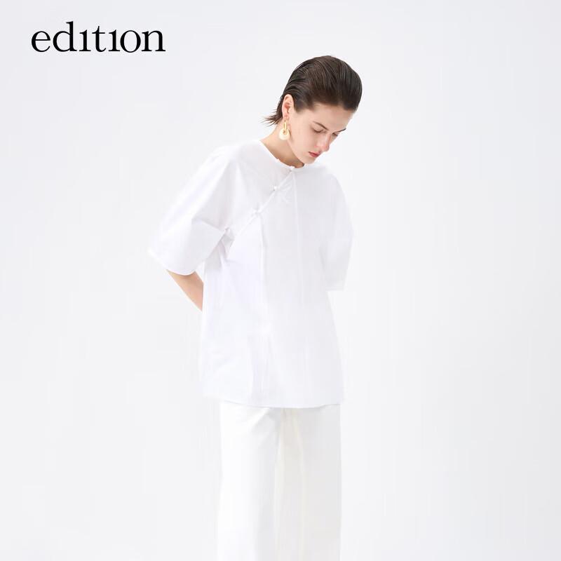 Edition New Chinese Style Puff Sleeve Short-Sleeve Blouse M