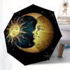 Golden Sun and Moon with Stars Circular Wall Clock Decorative Art for Home Office Bedroom Living Room Kitchen Cafe Bar Restaurant Hotel Decoration Gif