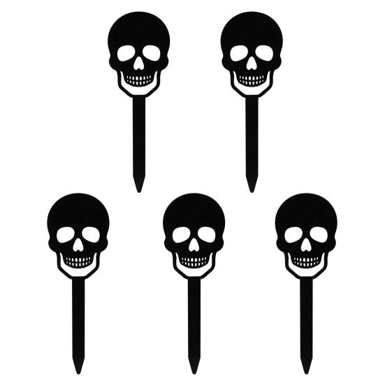 Halloween Gartenstecker 5 Stück Pflanzstecker, Acrylschild für Außenbereich Garten Rasen Hinterhof, Pflanzen Dekorationen Geisterhaus Schwarze Katze Silhouette Kunst Dekor