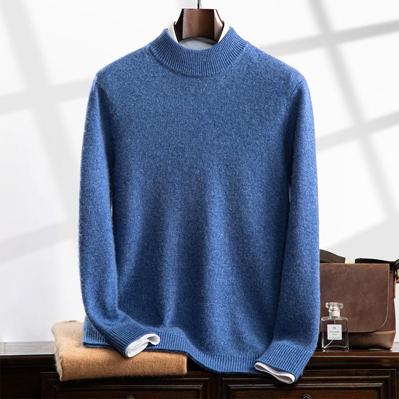 Cashmere sweater, semi-turtleneck sweater, loose and thickened long-sleeved bottomed knitted sweater, with a new top inside.