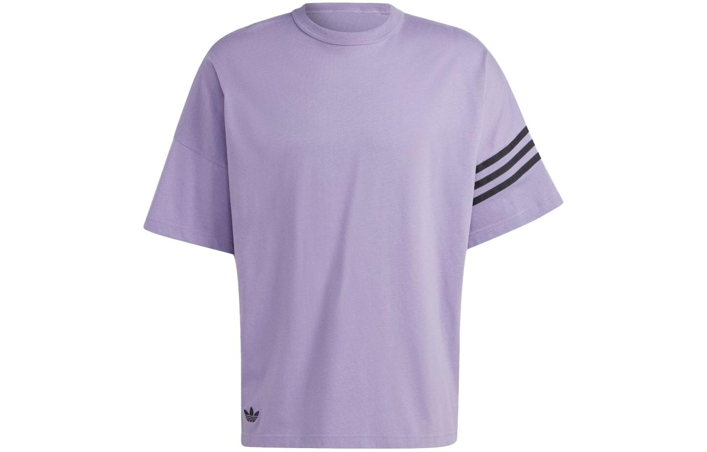Adidas Originals Neuclassics T Shirts Men s Lilac Crew Neck Moderate Straight Fit HR3291 L