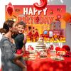 70.8''x43.3'' Fire Truck Birthday Backdrop, Fireman Party Backdrops, Firetruck Happy Birthday Backdrop for Firetruck Birthday Decorations Supplies
