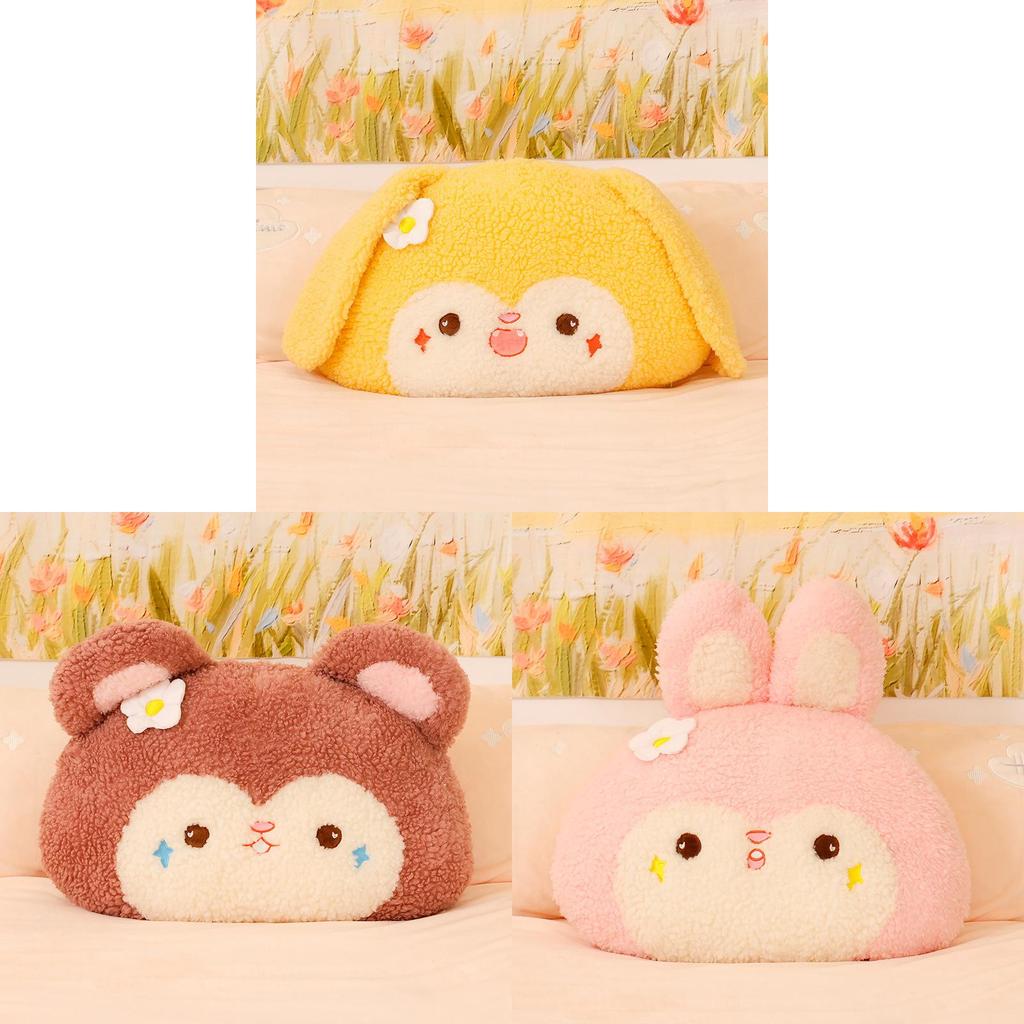 Plush Girl Bed Pillow With Embroidered Cartoon Pattern For Home Decor And Comfort
