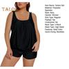 2Pcs/Set Women Tankini Set U-neck Sleeveless Tops High Waist Swimming Trunks Set Split Design Beach Vacation Wear