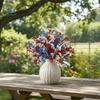 Tricolor Red White Blue Artificial Gypsophila Bouquet Realistic Artificial Low Maintenance Flower Arrangement Ornament 3pcs Set