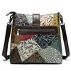 MAHEU Fashionable Women Shoulder Bag Ethnic Style Genuine Leather Crossbody Bags of Female Ladies Patchwork Leather Sling Bag
