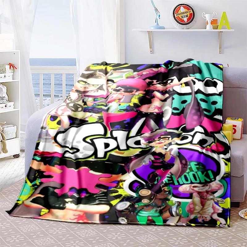 Gra 3D, Splatoon, Modny Uroczy Kreskówkowy Miękki Pluszowy Koc, Koc Flanelowy Pokój Gracza Łóżko Sofa Koc na Drzemkę grinch