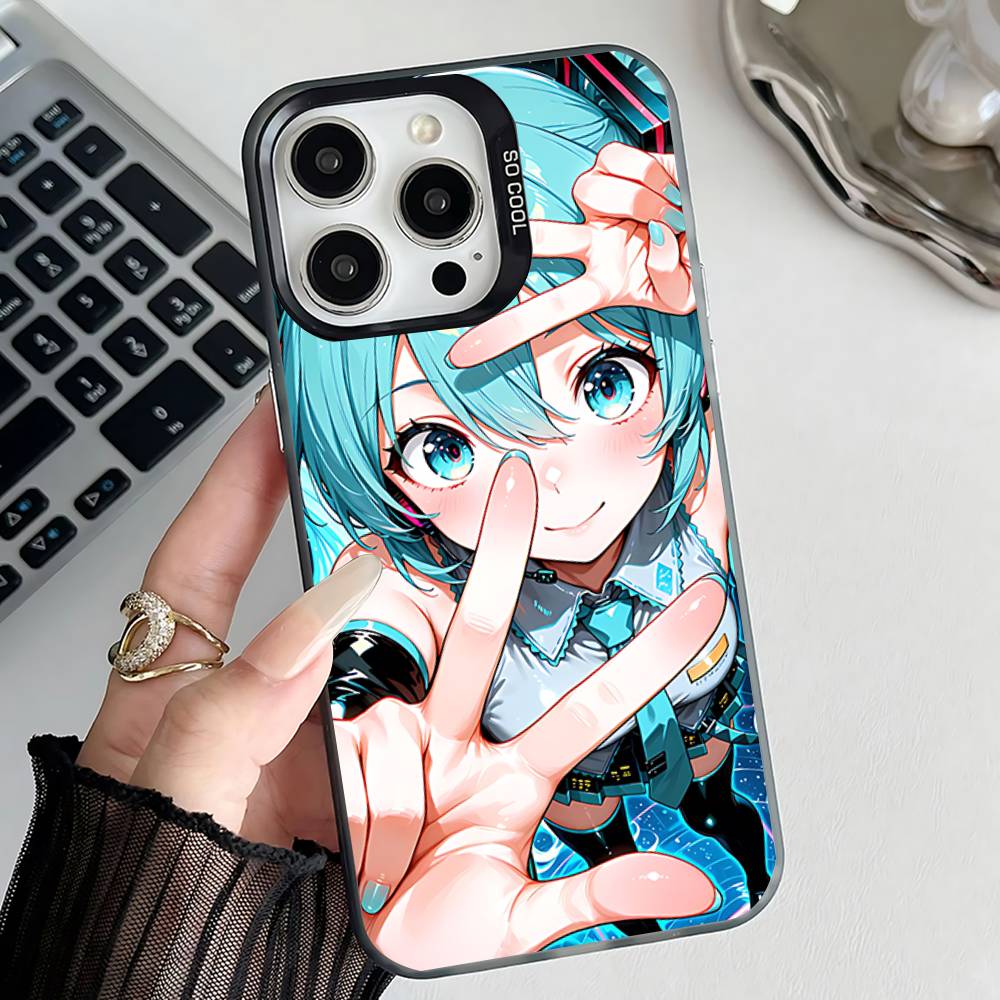 Anime M-MIKU Phone Case For iPhone 17,16,15,14,13,12,11,Pro,Max,Plus,E,Air,Mini Anti Fall Black  Bumper