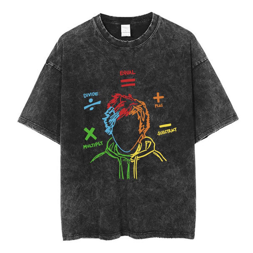 Ed Sheeran Mathematics Tour Concert Vintage Washed T Shirts Men Women Fashion Harajuku Tshirts 100 Cotton Casual Loose Tshirt