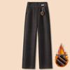 Autumn/Winter 2025 High-Waist Loose Pants for Seniors - Thick Casual Straight-Leg with Pockets
