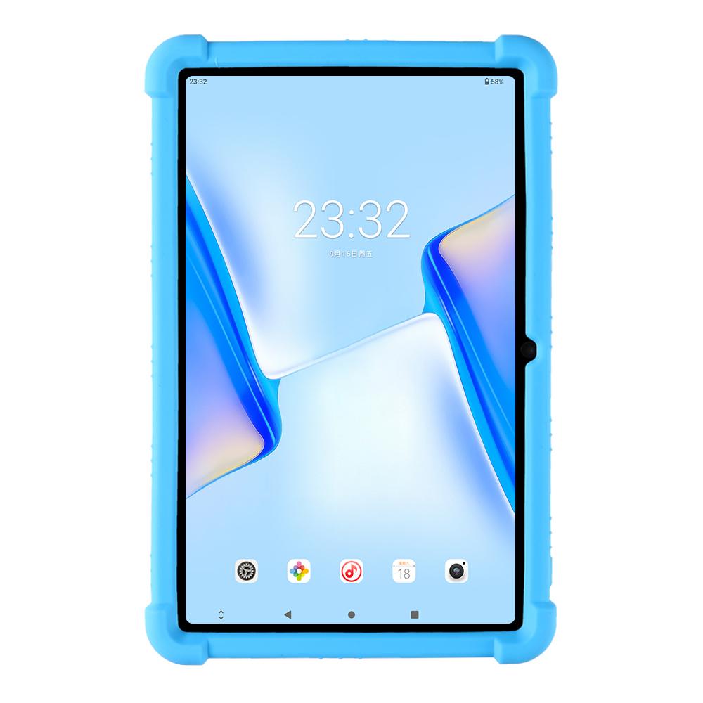 

For Blackview Tab 7 Drop-proof Silicone Tablet Cover Kickstand Design Soft Protective Case Sky Blue