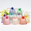 100Pcs Stars & Moon Design Organza Sheer Gauze Element Jewelry Bags Tulle Fabric Wedding Gift Bags Sachet OrganzaGift Bag