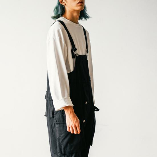 Herren Jumpsuit Mehrere Taschen Einfarbige Tasche Locker Bequem Verkleidung Übergroß Vintage