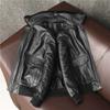 Men Genuine Leather Bomber Jacket 100% Top Grain Cowhide Winter Warm Flight Jacket Plus Size Padded Coat
