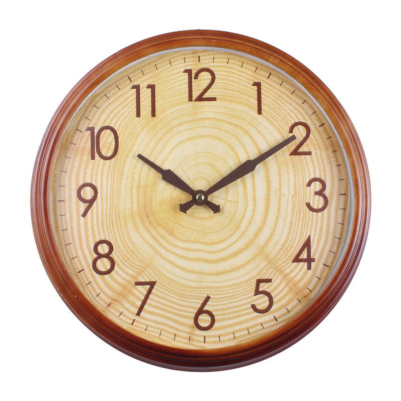 Household Wood Grain Wall Clock Silent Style Living Room Study Decoration Clock Precision Quartz Wall Clock