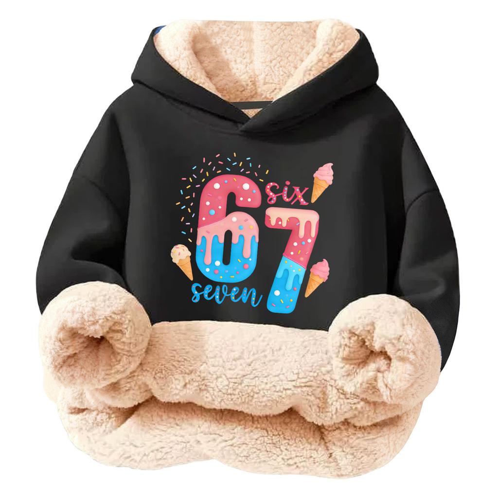Children's Fashionable Printing Casual Fleece Hooded Loose Fit Hoodie Without Pockets