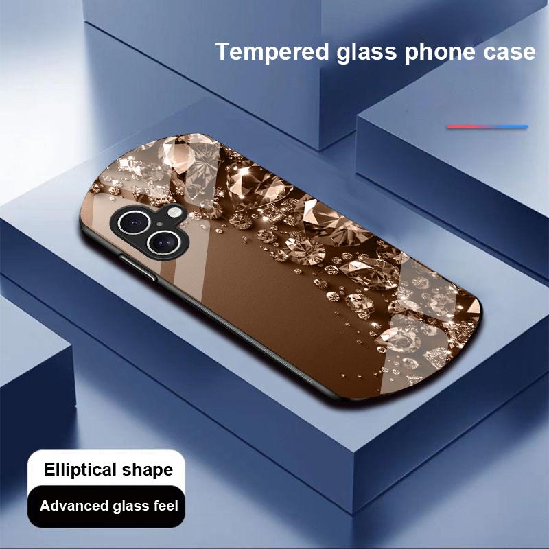 Etui na telefon z hartowanego szkła w kształcie elipsy z pełnymi diamentami dla Apple IPhone 16 11 13 15 14 Pro Max 12 Mini 7 8 Plus XR X XS