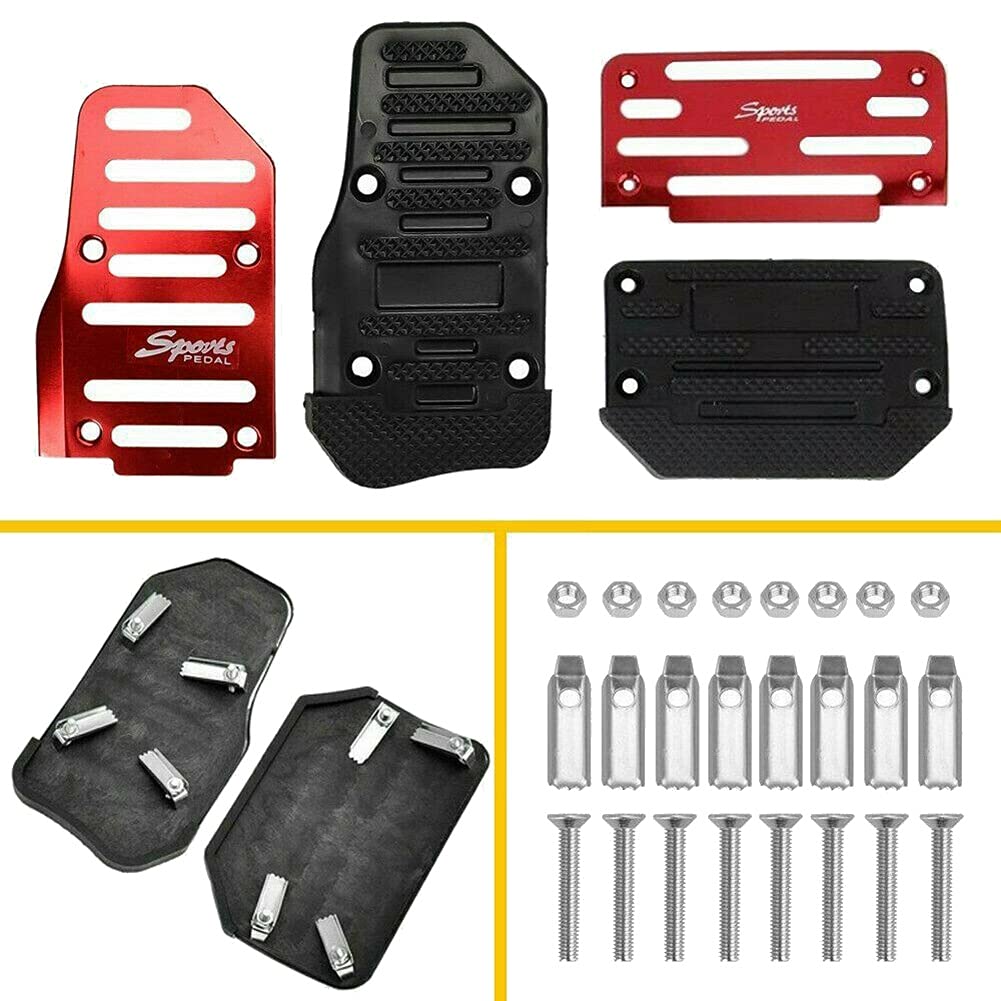 ROLE Universal Red Gas Axle Pedal and Brake Pedal Cover Foot Pad Anti-Slip for Matic Transmission Car