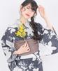 Yukata Set Junior Retro Change Weave 3 Piece Set Heiko Girls Camellia Play in Ink [KYOETSU] (Yukata, Obi, Geta) (13. Painting, 130cm)