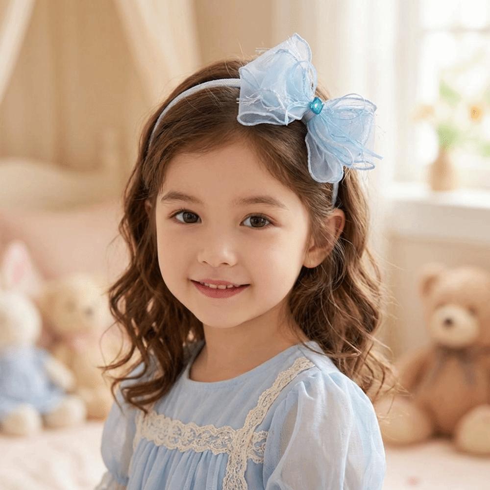Solid Color Sparkling Bow Hairband Rhinestones Kids Hair Accessories  Children Accessories
