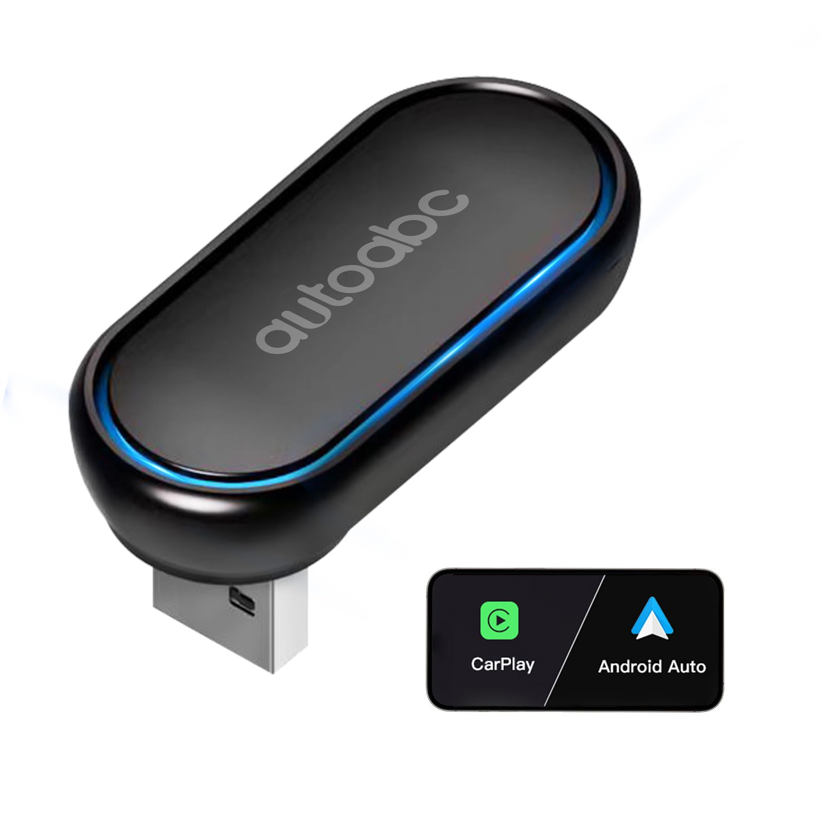 Wireless CarPlay/Android Auto 2in1 Converter Plug and Play 360° Rotation/Light