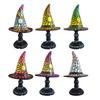 Stained Glass Witch Hat Lamp, USB Powered Night Light for Bedroom Shelf Decor, Halloween Warm Glow Gothic Table Lamp for Home