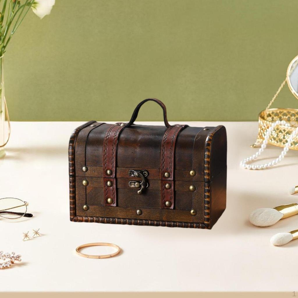 Wooden Jewelry Box Organizer Trinket Storage Treasure Chest Case Holder for Brooch Body Xmas