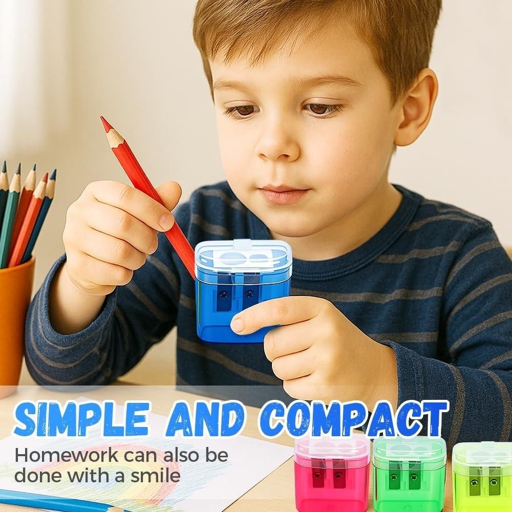 Dual Holes Pen Sharpener With Lid Pencil Sharpening Tool New Pencil Sharpeners Student Stationery